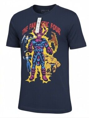 Marvel Navy Short Sleeve Fantastic Four Men's Graphic Tee, Large- New